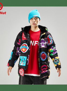DEVIL NUT潮牌恶魔无性别情侣保暖拼接保暖黑底大标羽绒服 ANT