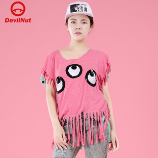 三只眼 热带风情 T恤 NUT潮牌 SFO 短袖 恶魔 女式 DEVIL 流苏