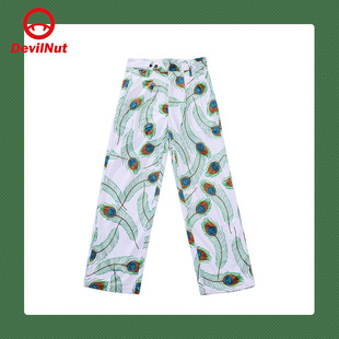 AET 宽筒裤 DEVIL NUT潮牌恶魔女士休闲舒适百搭蝴蝶羽毛印花个性