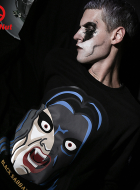 DEVIL NUT恶魔 潮牌 秋季新款男女情侣宽松卫衣 黑色安息日 STY