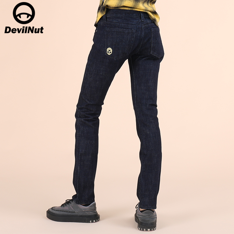 潮牌恶魔 女纯棉牛仔裤 骷髅头