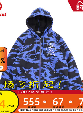 DEVIL NUT潮牌 恶魔 男士 贴袋拉链帽卫衣 流感外套-BH ASV