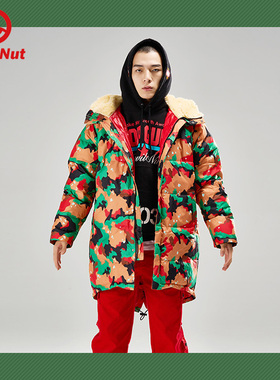 DEVIL NUT潮牌恶魔情侣保暖羽绒服流感撞色外套瑞士迷彩-当季 AET