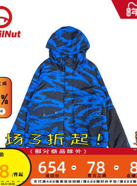 DEVIL NUT迷彩风连帽夹克男潮流外套时尚印花拉链上衣情侣款棉服