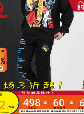 DEVIL NUT潮牌恶 秋冬秋季新款男女情侣修身牛仔裤 黑色安息日ATY