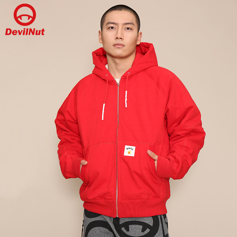 DEVIL NUT潮牌 恶魔 男女同款中国红新年红大红卫衣 DNFC AET