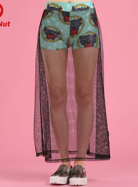 DEVIL NUT潮牌 恶魔 针织假两件 狼头短裤女式 长纱裙 PARTY SFV