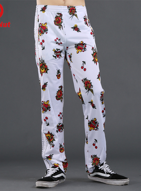 DEVIL NUT 潮牌 恶魔 爱心花朵迷彩 男式运动长裤 SFO