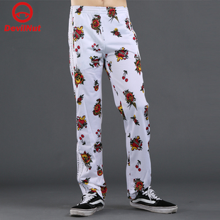 DEVIL NUT 潮牌 恶魔 爱心花朵迷彩 男式运动长裤 SFO