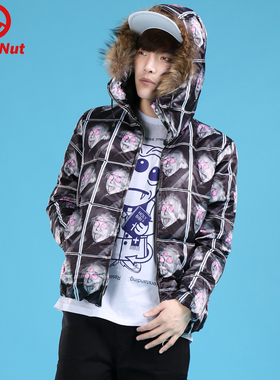 DEVIL NUT潮牌恶魔 男士 爱因斯坦图片迷彩 短款羽绒服 主 ASX