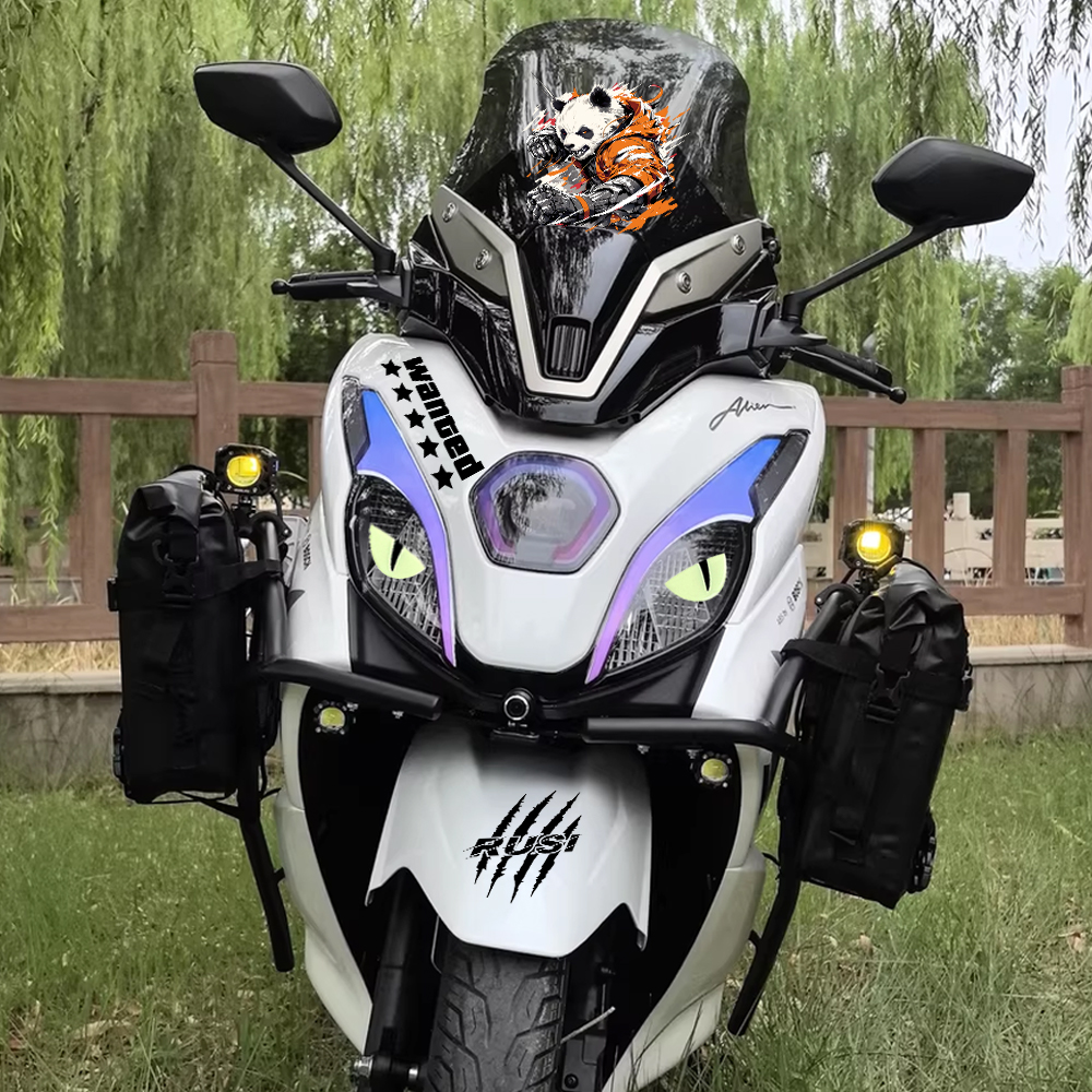 适用25款豪爵UFR150保护灯膜恶魔之眼装饰贴纸摩托车头拉花改装贴