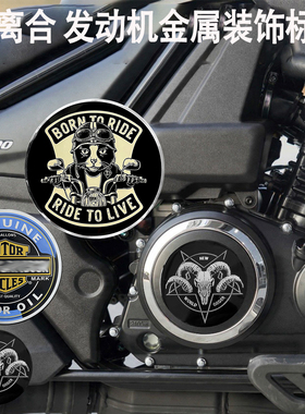 金属车贴适用豪爵TR300plus金吉拉灰石300 250发动机盖车贴改装件