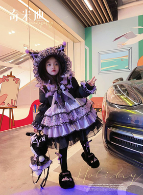 奇米迪女童公主羽绒服冬洋气2023冬季新款小童儿童黑色加厚外套女