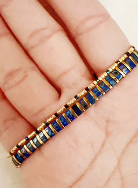 MLGM新款蓝tila手链轻奢简约波西米亚风弹力线手链闺蜜节日小礼物