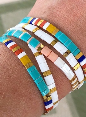 日本玻璃珠编织ins欧美风小手链