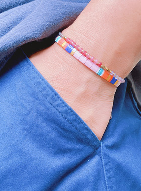 MLGM小众风天然淡紫色水晶tila手链女高级感简约个性叠戴小手串女