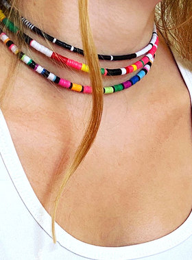 小众设计软陶片彩虹女ins项链