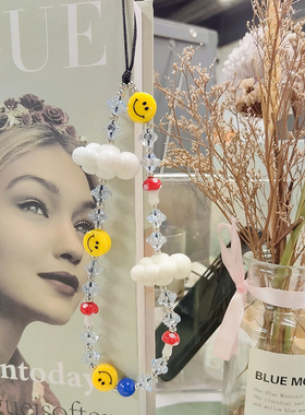 MLGM ins风小众手机链白云蘑菇串珠防丢挂绳日韩简约手工diy饰品