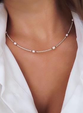 MLGM小众设计天然淡水珍珠miyuki米珠串珠高级感轻奢风锁骨项链女