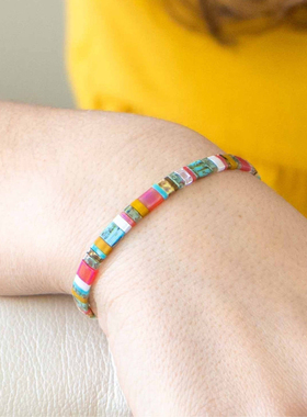 MLGM小众设计波西米亚ins风Tila珠弹力线串珠手饰层叠戴手串包邮