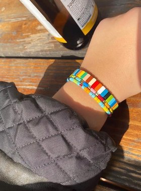 小众美国烤漆叠戴送礼物小手链