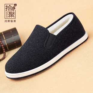 中老年爸爸加绒保暖男鞋 清仓老北京布鞋 千层底手工布鞋 冬季 男棉鞋