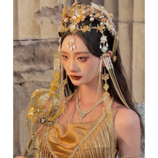 古希腊女神连衣裙沙土废丘民族风大漠敦煌旅拍摄影服饰修身显瘦