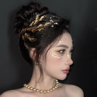 希腊女神异域风金色叶子发箍发饰