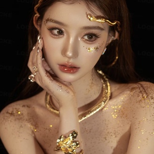 2025美杜莎鎏金灵蛇头饰可调节随意造型蛇形项链朋克手环灵蛇颈链