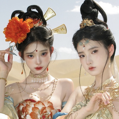 唐代簪花国色芳华发饰汉服配饰