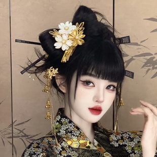 新款流苏发夹黑道千金黑色和服写真旅拍女摄影和风汉服古风发饰