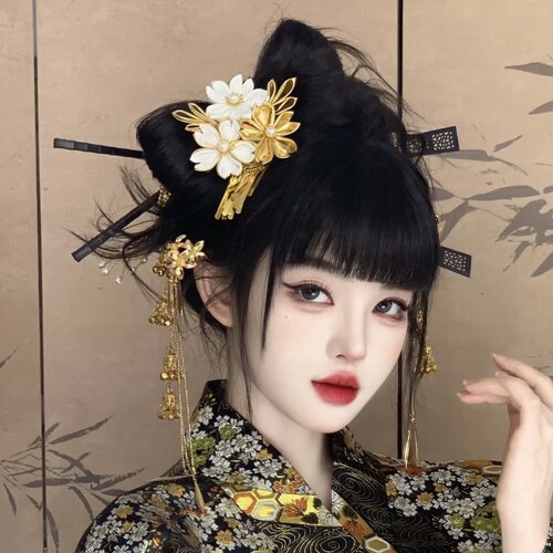 黑道千金黑色和服汉服古风发饰