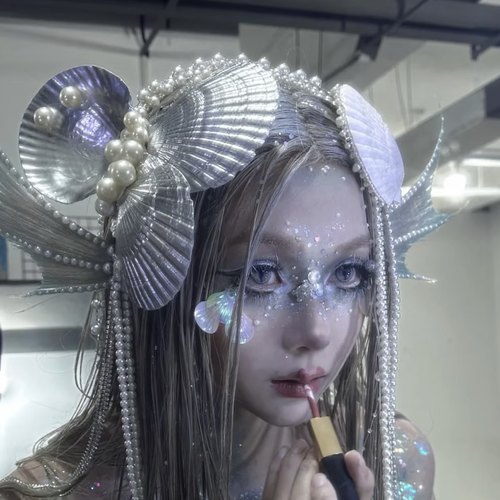 海洋美人鱼贝壳珍珠流苏头饰走秀