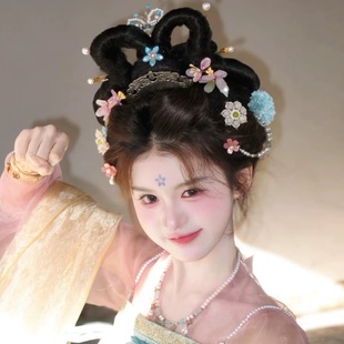 古风头饰发冠发簪流苏发夹春日小唐风妆造花朵百搭影楼汉服发饰新