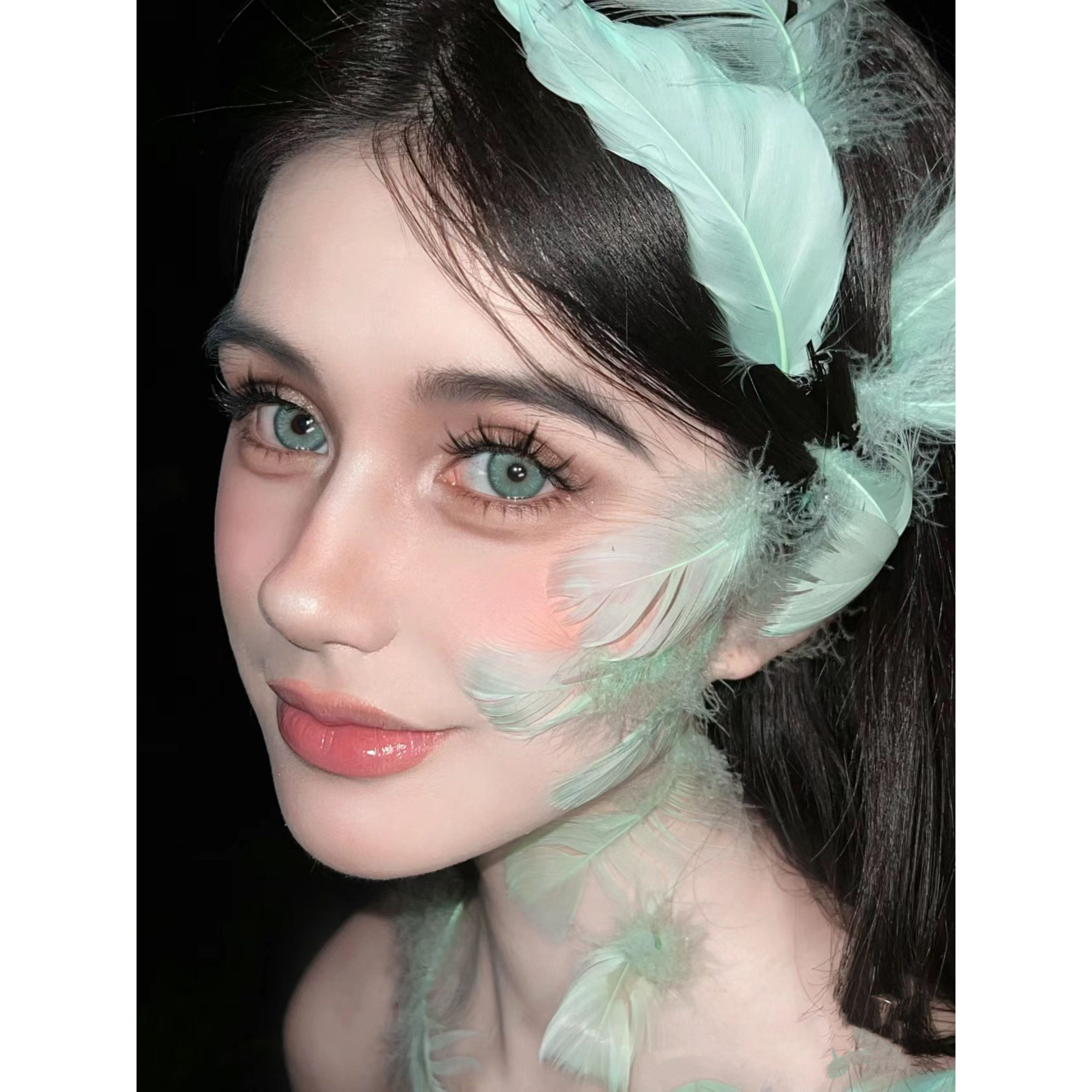 小红书同款蓝色小天鹅妆容创意仿妆羽毛妆脸部贴装饰,饰品/流行首饰/时尚饰品新,发饰,淘宝优惠券,粉丝福利购,淘宝优惠卷