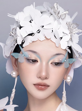 庄周梦蝶新白色仿真蝴蝶造型纯色大蝴蝶新娘婚纱摄影道具立体装饰