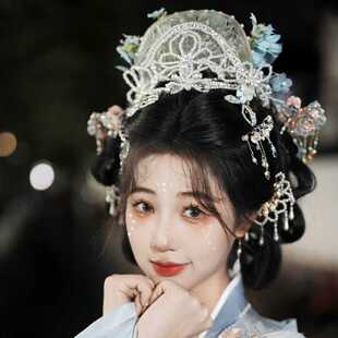 新款宋制3D打印头饰汉服配饰发冠簪花头冠古风写真墨雨云间发饰女