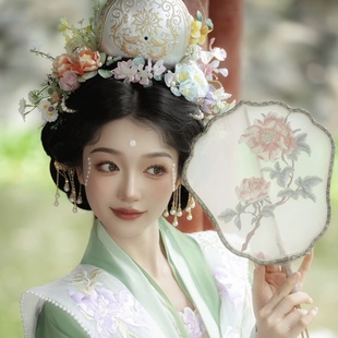 汉服配饰发冠仙气宋制3D打印头饰簪花头冠古风写真墨雨云间发饰女