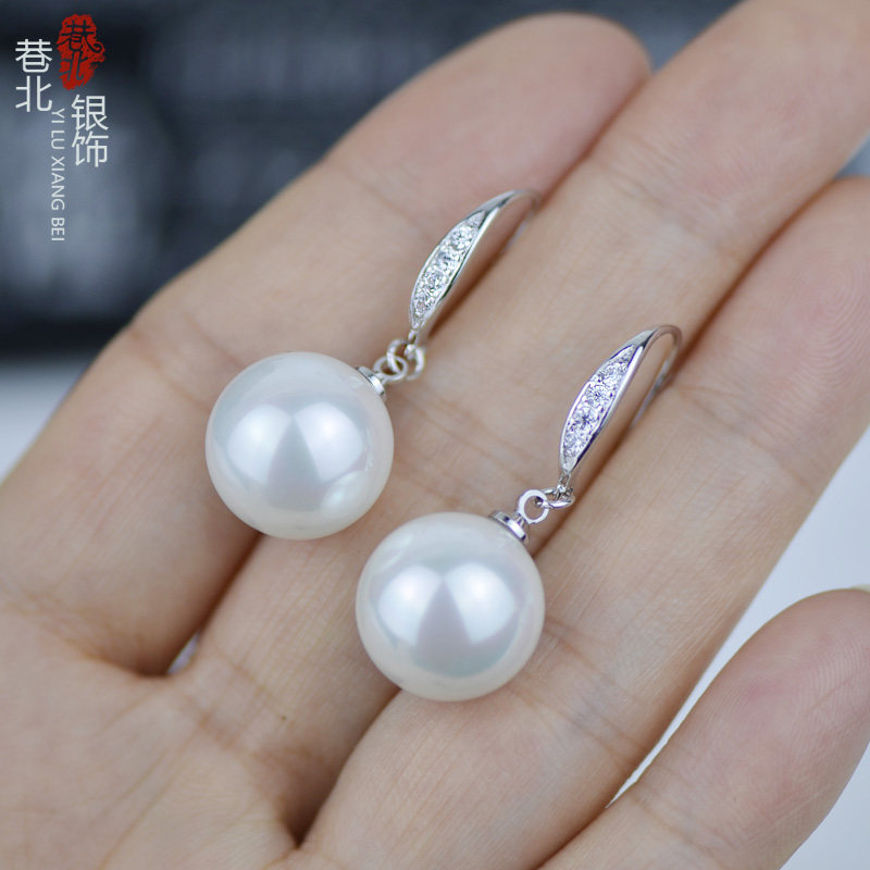 S925纯银复古珍珠耳环女长款耳坠银饰品时尚2024新潮款防过敏耳坠