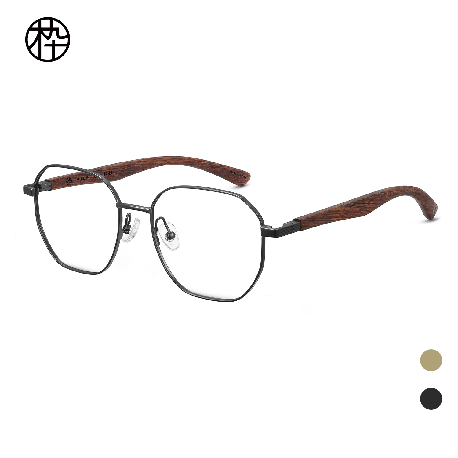木九十专柜正品MJ12FN1017多边形金属框木腿眼镜架时尚造型感框架