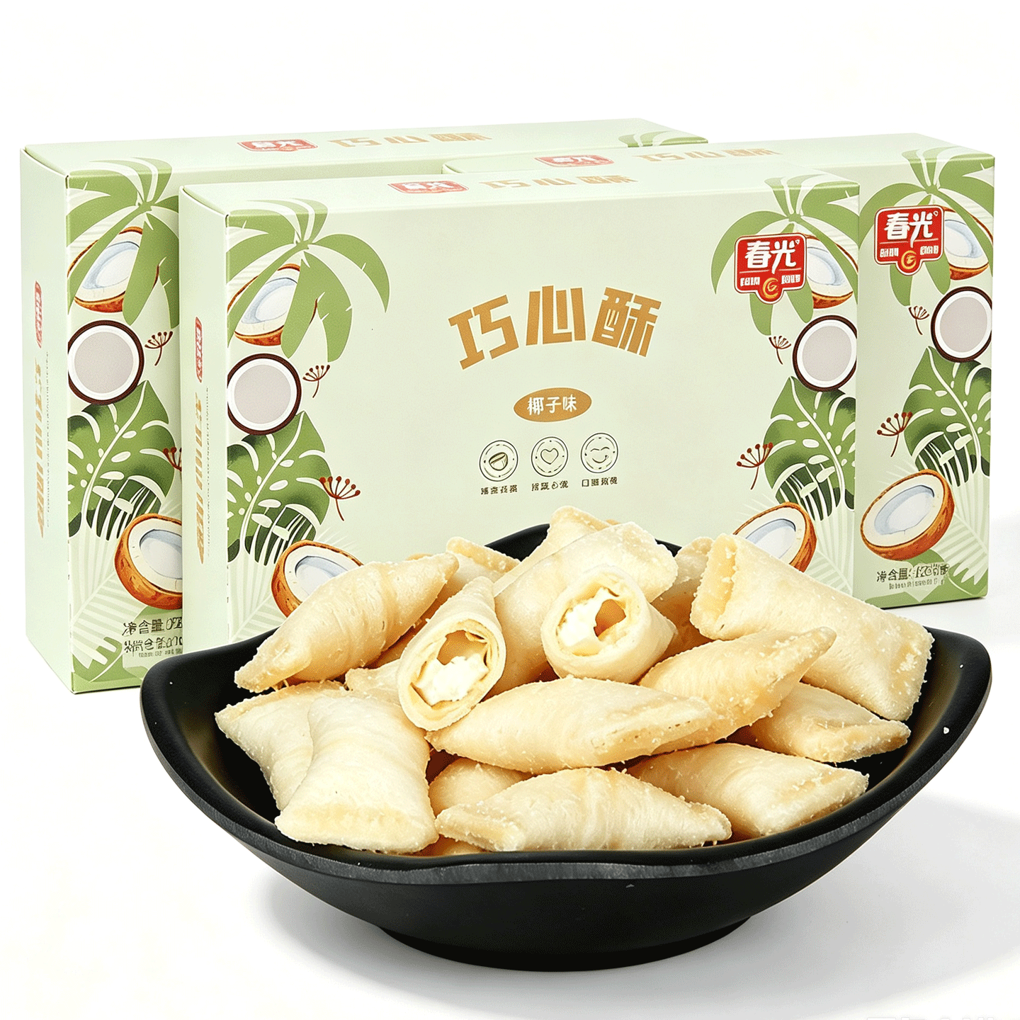 海南特产 春光正品巧心酥椰子味60gX3盒注心饼干椰香浓郁口感酥脆