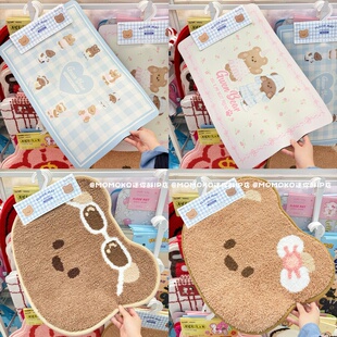 miniso名创优品GWEN BARE奶油熊植绒地毯浴室防滑吸水科技布地垫