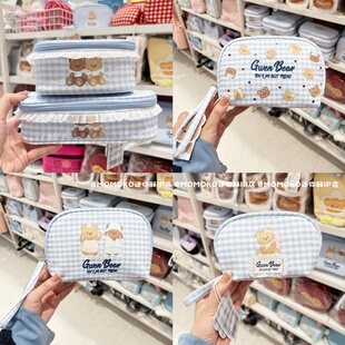 miniso名创优品GWENBEAR奶油小熊可爱便携化妆包随身多功能收纳包