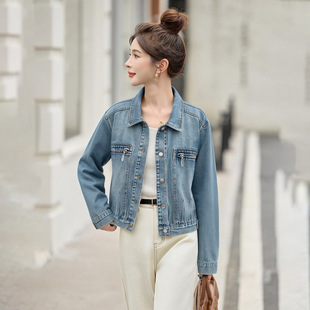上衣 2026春季 翻领宽松轻奢设计感短款 牛仔外套女时尚 LH6008 新款