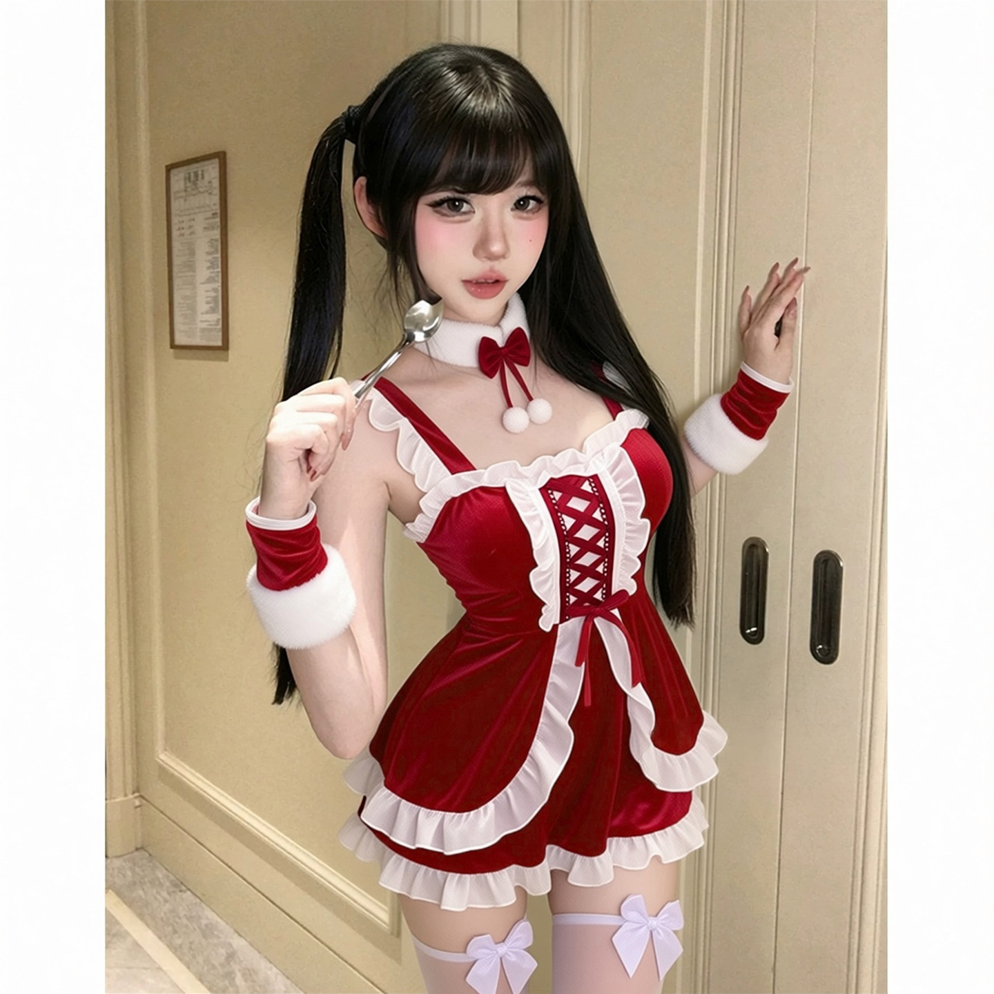 派对甜心*软妹可爱性感圣诞节穿搭女仆制服cosplay纯欲风新年战袍