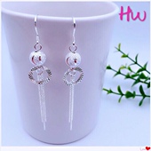 饰品 个性 五福耳环999纯银车花珠耳环女气质长款 流苏耳坠足银经典