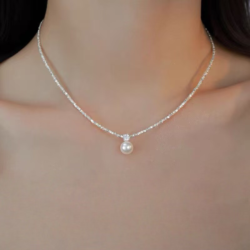 王妃款简约碎银子项链S999纯银施家珍珠项链高级520礼物送女友