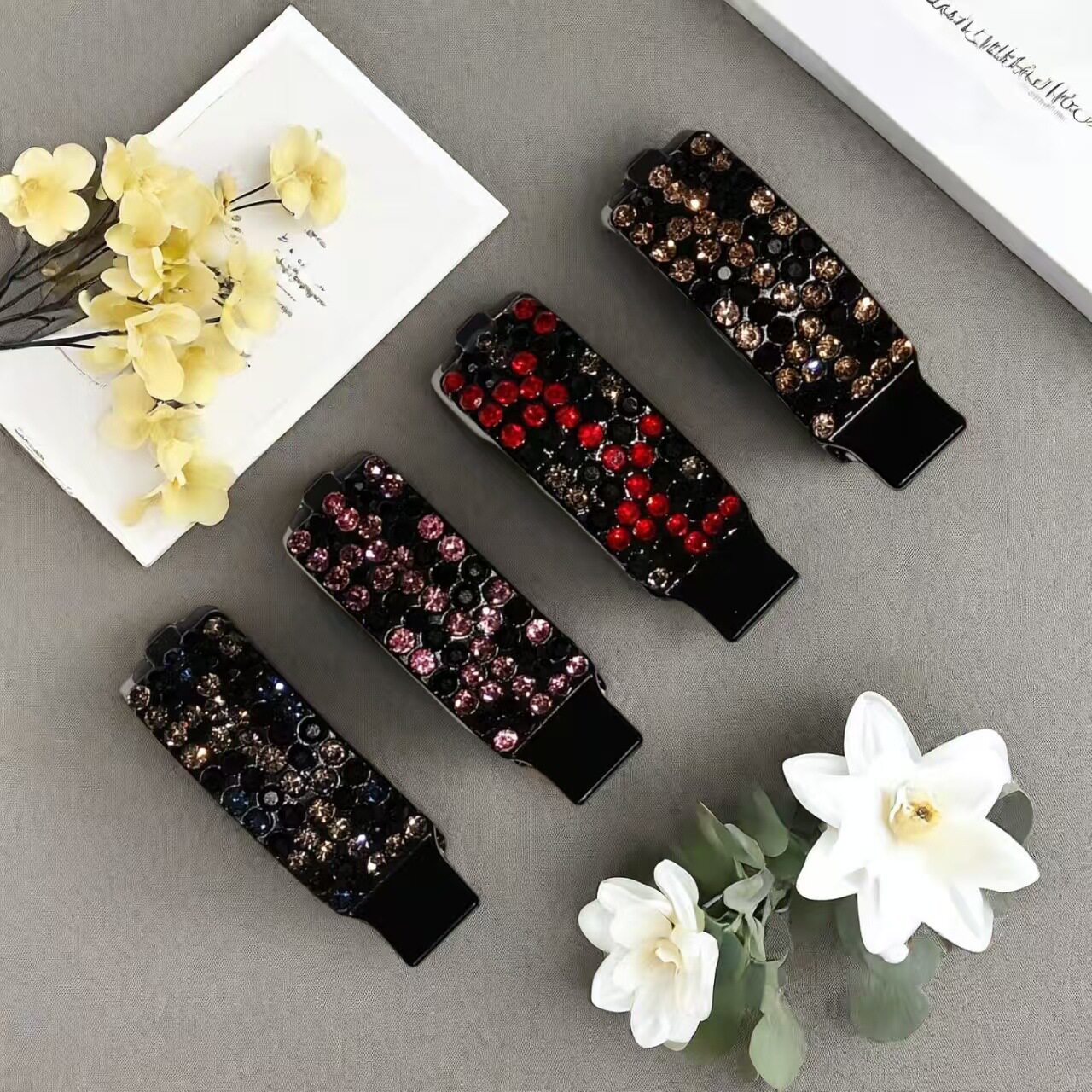 韩系彩色水钻刘海侧边夹感气质刘海夹碎发夹鸭嘴夹