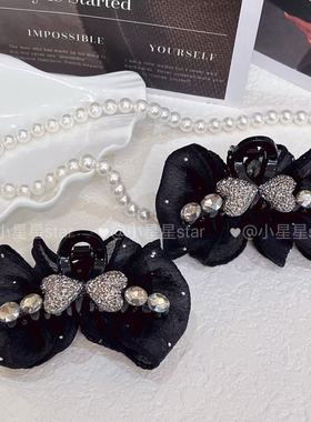 7cm轻奢感ab面爱心水钻满天星网纱蝴蝶泡泡抓夹 高级感发饰