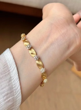 金色绸带拉丝几何手链项链时尚高级感精致百搭镶环个性小红书同款